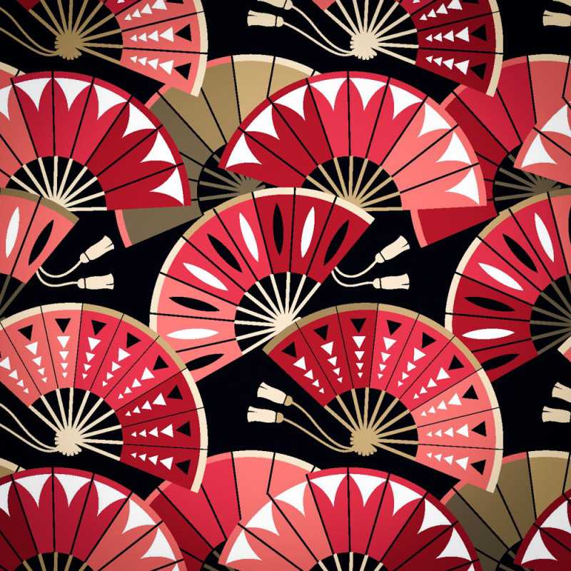 Tissu 100% Coton Imprimé Ogi - Motifs Eventails Japonais - Oeko-Tex® -  Boulevard Tissus Coloris 34 - rouge
