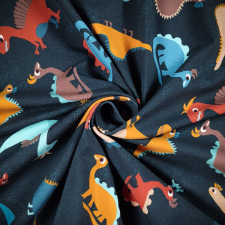 Tissu Jersey Coton imprimé Collection AVALANA "Dinosaures"