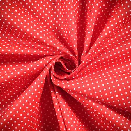 Tissu Mini Pois imprimé 100% coton - Fond coloré - Rouge