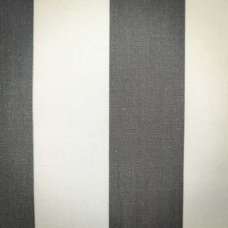 Tissu toile plein air Dralon - Grande largeur - Rayé Blanc/ Anthracite