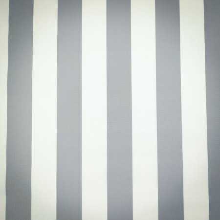 Tissu toile plein air Dralon - Grande largeur - Rayé Blanc/ Gris